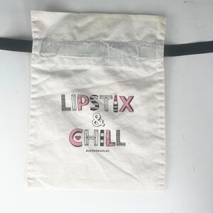 Sephora Lipstick & Chill Drawstring Cloth MakeUp Delicates Travel Bag White New